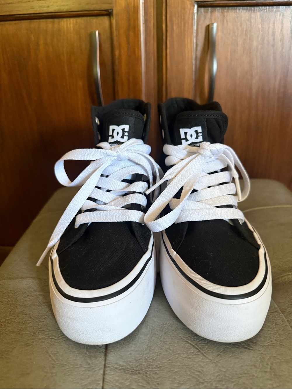 DC Women’s Black & White High-Top platform Sneakers